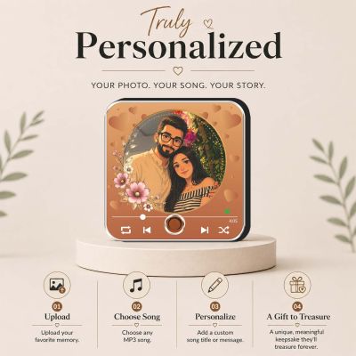Personalized Caricature Theme Couple Photo Musical Fridge Magnet with Custom Photo & Song Surprise Gift for Wife, Husband, Girlfriend, Boyfriend